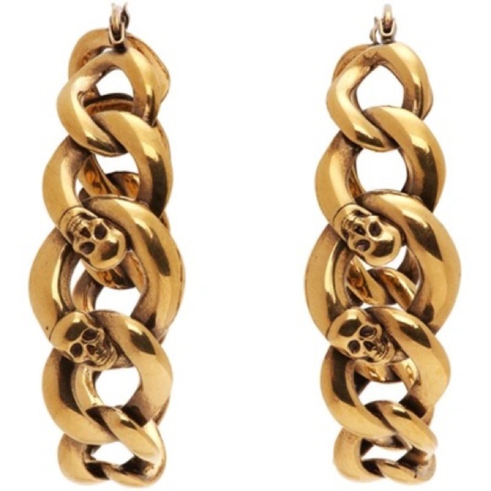 Alexander McQueen Gold Chain-Link Hoop Earrings